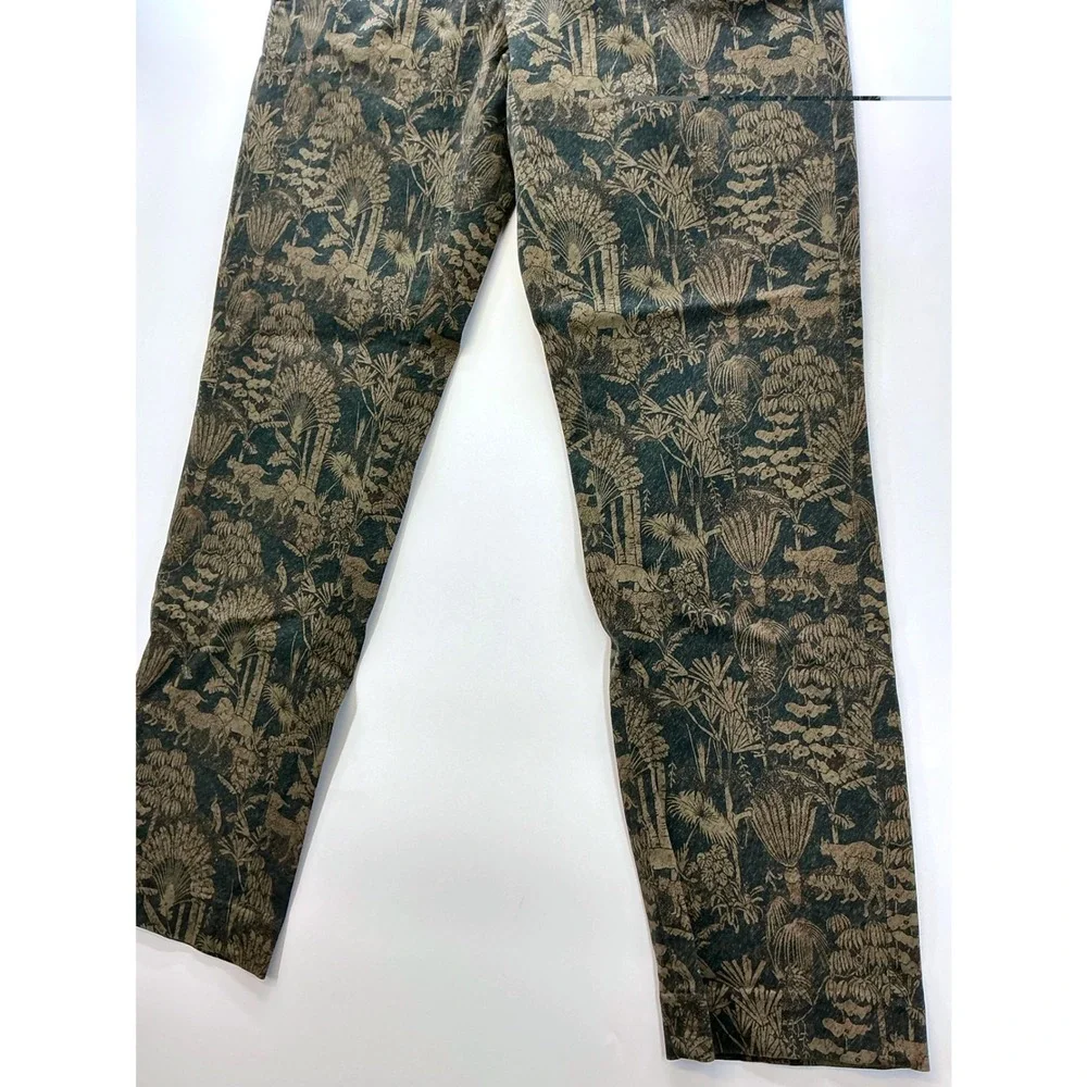 Masons New York Slim‎ Jacquard Brocade Jungle Animal Print Pants Safari Italian